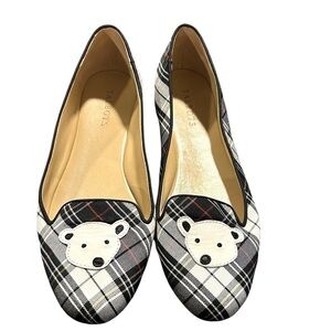Talbots Georgina Tartan Plaid Flats with Polar Bear Accent – Size 9 M